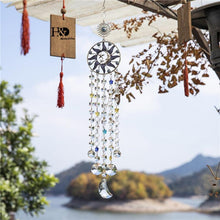 Load image into Gallery viewer, Chandelier Wind Chimes Turkish Blue Evil Eye Moon Sun Star Sun-catcher Rainbow Maker Wind Chimes Wall Hanging Crystal Prisms Hanging Pendant Home Decor Gifts Blessing Protection Decoration
