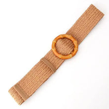 Load image into Gallery viewer, Charming Women Waist Belt Classic Round Wooden Buckle Casual Design Dress Women Buckle Waist Dress Band
