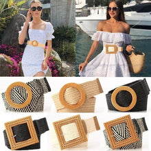 Load image into Gallery viewer, Charming Women Waist Belt Classic Round Wooden Buckle Casual Design Dress Women Buckle Waist Dress Band
