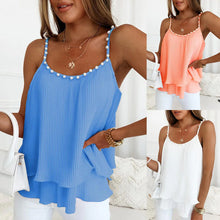 Load image into Gallery viewer, Chic Pearl Pleated Tank Top
