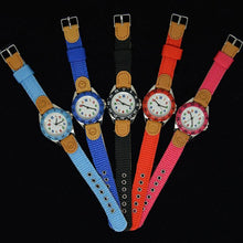 Load image into Gallery viewer, Children Cute Boys Girls Quartz Watch Kids Childrens Fabric Strap Student Time Clock Wristwatch Gifts Colorful Number Dial Time Teach Watches PU Band Analog Quartz Children Sport Outdoor Boys Kids Wrist Watches
