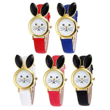Load image into Gallery viewer, Children Cute Rabbit Leather Strap Casual Wrist Watches Fashion Big Rhinestone Dial Student Quartz Watch Simple Leather Quartz Watches Ultra-Thin Analog Watches For Girls Student
