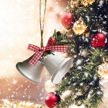 Load image into Gallery viewer, Christmas Bell Ornament Metal Dual Bell Christmas Bell Ornament Decoration with Berry Plaid Bow Christmas Tree Pendants For Making Wind Chimes Christmas Tree Hang Pendant Hang On Door wall porch
