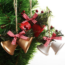 Load image into Gallery viewer, Christmas Bell Ornament Metal Dual Bell Christmas Bell Ornament Decoration with Berry Plaid Bow Christmas Tree Pendants For Making Wind Chimes Christmas Tree Hang Pendant Hang On Door wall porch
