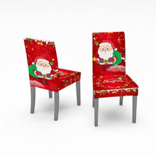 Load image into Gallery viewer, Christmas Chair Covers Santa Printed Elastic Stretch Dining Room Chair Slipcover Kitchen Seat Cover Spandex Home Decor chair Stretch Removable Washable Dining Room Chair Protector Slipcovers Christmas Decoration/Home Decor Dining Room Seat Cover
