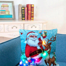Load image into Gallery viewer, Christmas Cushion Cover Led Light Cushion Covers Xmas Holiday Couch Pillows Rustic Christmas Decorations Winter Pillowcase Light Up Pillow Case Soft Pillows Cover Cushion Santa Pillowcase 45x45CM
