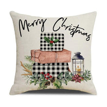 Load image into Gallery viewer, Christmas Decoration Cushion Cover  Decorative Throw Pillow Cover Christmas Decor Xmas Winter Decorations Holiday Pillows Cushion Case Candle Pine Tree Deer Sleigh Printed Pillow Cover Xmas 45X45CM
