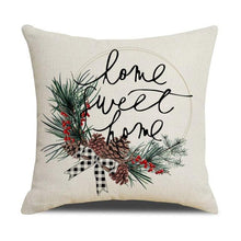 Load image into Gallery viewer, Christmas Decoration Cushion Cover  Decorative Throw Pillow Cover Christmas Decor Xmas Winter Decorations Holiday Pillows Cushion Case Candle Pine Tree Deer Sleigh Printed Pillow Cover Xmas 45X45CM
