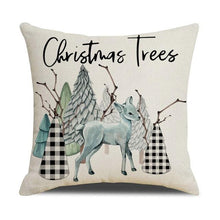 Load image into Gallery viewer, Christmas Decoration Cushion Cover  Decorative Throw Pillow Cover Christmas Decor Xmas Winter Decorations Holiday Pillows Cushion Case Candle Pine Tree Deer Sleigh Printed Pillow Cover Xmas 45X45CM
