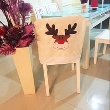 Load image into Gallery viewer, Christmas Hat Chair Cover Xmas Santa Claus Deer Elk Dining Chair Covers for Kitchen Placemat Dining Seat Christmas Home Decor r Back Cover Removable Washable Chair Protector Cover For Kitchen Dining Room Chairs and Living Room 50x60cm

