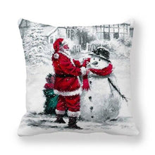 Load image into Gallery viewer, Christmas Pillowcase Holiday Decoration Christmas Santa Pillow Covers Santa Claus Pillow Covers Christmas Sofa Throw Pillow Home Cushion Cover Christmas Snowman Print Pillowcase Letter 45x45CM
