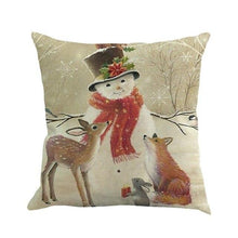 Load image into Gallery viewer, Christmas Printing Sofa Bed Home Decor Pillow Cover Pillow Case Holiday Decorative Christmas Throw Pillows Cotton Linen Winter Snowman Wolf Deer Pillow Covers Cases for Home
