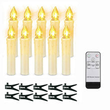 Load image into Gallery viewer, Christmas Tree Clip Candle Warm White Battery Operated Waterproof LED Flameless Taper Ivory Floating Candles with Remote Timer Ideal For Home Flameless Flashing With Remote And Suction Cup LED Candles For Halloween Birthday Garden Decoration
