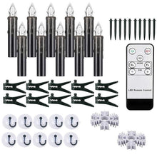 Load image into Gallery viewer, Christmas Tree Clip Candle Warm White Battery Operated Waterproof LED Flameless Taper Ivory Floating Candles with Remote Timer Ideal For Home Flameless Flashing With Remote And Suction Cup LED Candles For Halloween Birthday Garden Decoration
