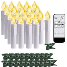 Load image into Gallery viewer, Christmas Tree Clip Candle Warm White Battery Operated Waterproof LED Flameless Taper Ivory Floating Candles with Remote Timer Ideal For Home Flameless Flashing With Remote And Suction Cup LED Candles For Halloween Birthday Garden Decoration
