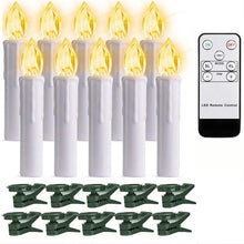 Load image into Gallery viewer, Christmas Tree Clip Candle Warm White Battery Operated Waterproof LED Flameless Taper Ivory Floating Candles with Remote Timer Ideal For Home Flameless Flashing With Remote And Suction Cup LED Candles For Halloween Birthday Garden Decoration
