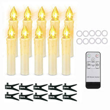 Load image into Gallery viewer, Christmas Tree Clip Candle Warm White Battery Operated Waterproof LED Flameless Taper Ivory Floating Candles with Remote Timer Ideal For Home Flameless Flashing With Remote And Suction Cup LED Candles For Halloween Birthday Garden Decoration
