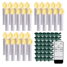 Load image into Gallery viewer, Christmas Tree Clip Candle Warm White Battery Operated Waterproof LED Flameless Taper Ivory Floating Candles with Remote Timer Ideal For Home Flameless Flashing With Remote And Suction Cup LED Candles For Halloween Birthday Garden Decoration
