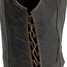 Load image into Gallery viewer, Cindy -  Women's Motorcycle Leather Vest Brown Beige
