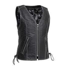 Load image into Gallery viewer, Cindy -  Women's Motorcycle Leather Vest Black
