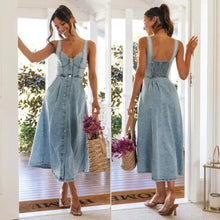 Load image into Gallery viewer, CitySleek Denim Midi Dress

