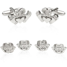 Load image into Gallery viewer, Claddagh Tuxedo Cufflinks and Studs Silver

