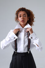 Load image into Gallery viewer, Sicily Lava Orange Floral Etna Patterned Silk Suspenders
