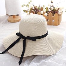 Load image into Gallery viewer, Classic Design Wide Elegant Hat New Simple Foldable Wide Floppy Girls Straw Hat Sun Hat Beach Women Summer Hat UV Protect Travel Cap Lady Cap Female Outdoor Summer Hat
