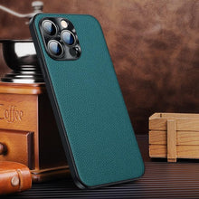 Load image into Gallery viewer, Classic Leather Case Compatible with iPhone Slim Leather Protective Case Midnight Green Luxury Genuine Leather Cover For iPhone 14 Pro 13 12 11 Pro Max X XS XR 7 8 Plus Case Vintage Leather Business Men Iphone Case
