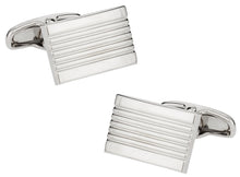 Load image into Gallery viewer, Classic Lined Silvertone Cufflinks
