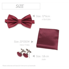 Load image into Gallery viewer, Classic Men Bowtie  Cufflinks Set Casual Men&#39;s Fashionable Style Solid Color Bowties Elegant Accessories
