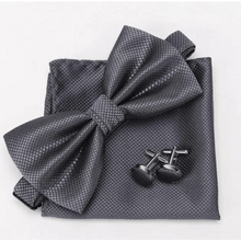 Load image into Gallery viewer, Classic Men Bowtie  Cufflinks Set Casual Men&#39;s Fashionable Style Solid Color Bowties Elegant Accessories
