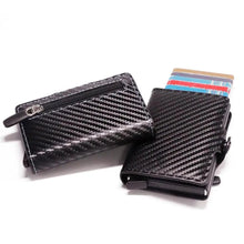 Load image into Gallery viewer, Classic Multifunction Automatic Aluminum Alloy Leather Credit Card Holder Retro New Pop-Up Card Ejector Business Wallets For Men
