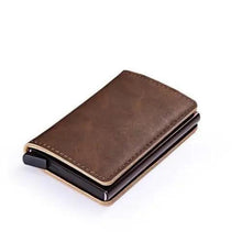 Load image into Gallery viewer, Classic Multifunction Automatic Aluminum Alloy Leather Credit Card Holder Retro New Pop-Up Card Ejector Business Wallets For Men
