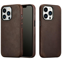 Load image into Gallery viewer, Classic Simple Brown Black Shockproof Drop Proof Phone Case Protective Genuine Leather Case for iPhone 13 Pro Max Business Case for iPhone 13 Mini Classic Magnetic Charging Phone Back Cover

