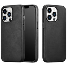 Load image into Gallery viewer, Classic Simple Brown Black Shockproof Drop Proof Phone Case Protective Genuine Leather Case for iPhone 13 Pro Max Business Case for iPhone 13 Mini Classic Magnetic Charging Phone Back Cover
