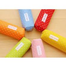 Load image into Gallery viewer, Classic Simple Candy Color Slim Canvas Pencil Pouch Pencil Bag For School Office Dot Printed Students Pencil Case
