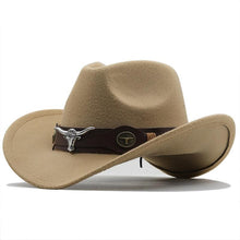 Load image into Gallery viewer, Classic Simple Women Men Wool Western Cowboy Hat Women Men's Western Cowboy Unisex Hat Gentleman Wide Brim Hat Dad Cowgirl Hats Cowgirl Hats With Wide Belt
