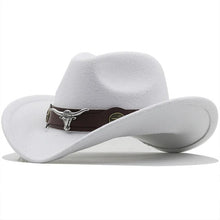 Load image into Gallery viewer, Classic Simple Women Men Wool Western Cowboy Hat Women Men's Western Cowboy Unisex Hat Gentleman Wide Brim Hat Dad Cowgirl Hats Cowgirl Hats With Wide Belt
