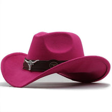 Load image into Gallery viewer, Classic Simple Women Men Wool Western Cowboy Hat Women Men's Western Cowboy Unisex Hat Gentleman Wide Brim Hat Dad Cowgirl Hats Cowgirl Hats With Wide Belt
