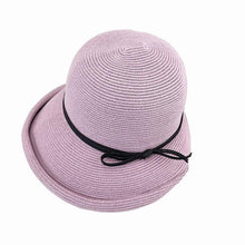Load image into Gallery viewer, Classic Style Straw Hat Women Foldable Traveling Summer Women's Big Sun Hat Vintage Design Wide Side Straw Hat Female Summer Beach Hat Holiday Party Cap 56-58CM
