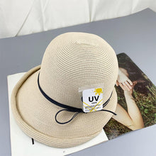 Load image into Gallery viewer, Classic Style Straw Hat Women Foldable Traveling Summer Women's Big Sun Hat Vintage Design Wide Side Straw Hat Female Summer Beach Hat Holiday Party Cap 56-58CM
