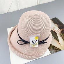 Load image into Gallery viewer, Classic Style Straw Hat Women Foldable Traveling Summer Women's Big Sun Hat Vintage Design Wide Side Straw Hat Female Summer Beach Hat Holiday Party Cap 56-58CM
