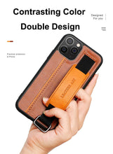 Load image into Gallery viewer, Classic Vintage Design Leather Belt Style With Strap Case for iPhone 14 13 12 Mini 11 Pro Max XS XR Max 8 7 6S Plus PU Leather Wristband Card Holder Full Cover Business Simple Iphone Case For Men And Women

