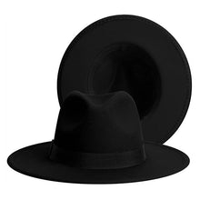 Load image into Gallery viewer, Classic Wide Brim Fedora Hat Men Women Two Colors Fedora Hats Cowboy Hat White Blue Belt Beautiful Design Soft Unisex Party Formal Hat 56-58CM
