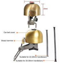 Load image into Gallery viewer, Classical Stainless Bell Cycling Horns Bike Handlebar Bell Horn Crisp Sound Horn Safety Bicycle Bell With Mounting Lock Plates Bike Bell Classic Bicycle Bell For Bike Ring Bell With Loud Sound Bells For Road Mountain Bike Handlebars Adults
