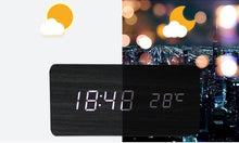 Load image into Gallery viewer, Clocks LED Wooden Alarm Clock Watch Wooden Wood Clock New Version LED Alarm Digital Desk Clock Adjustable Brightness, Alarm Time, Displays Time Date Temperature  Table Voice Control Digital Wood Electronic Desktop Table
