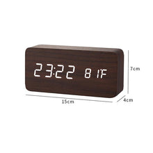 Load image into Gallery viewer, Clocks LED Wooden Alarm Clock Watch Wooden Wood Clock New Version LED Alarm Digital Desk Clock Adjustable Brightness, Alarm Time, Displays Time Date Temperature  Table Voice Control Digital Wood Electronic Desktop Table
