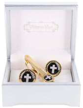 Load image into Gallery viewer, Vittorio Vico Religious Cufflinks &amp; Tie Bar Set
