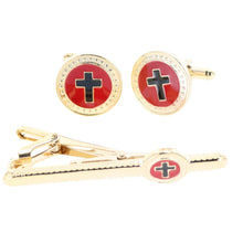 Load image into Gallery viewer, Vittorio Vico Religious Cufflinks &amp; Tie Bar Set
